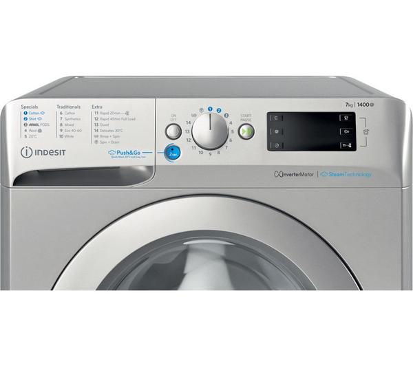 INDESIT Innex Steam Push & Go BWE 71496X SV UK 7kg 1400 Spin Washing Machine - Silver