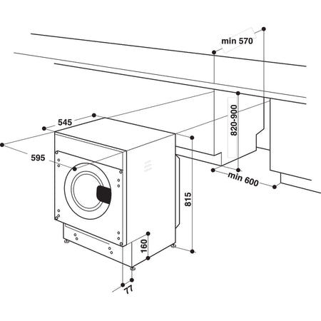 Indesit Push&Go BI WDIL 861485 UK 8kg Integrated Washer Dryer