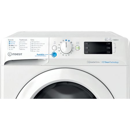 Indesit Push&Go Freestanding Washer Dryer - White - 10kg/7kg - A/D energy rated- 1400 RPM - BDE 107436 WV UK