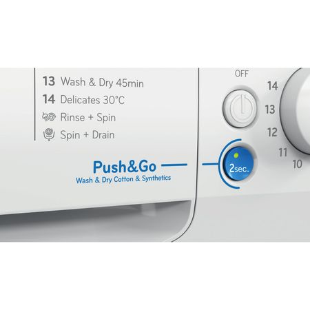 Indesit Push&Go Freestanding Washer Dryer - White - 8kg/6kg - A/D energy rated - 1400 RPM - BDE 86436 WV UK