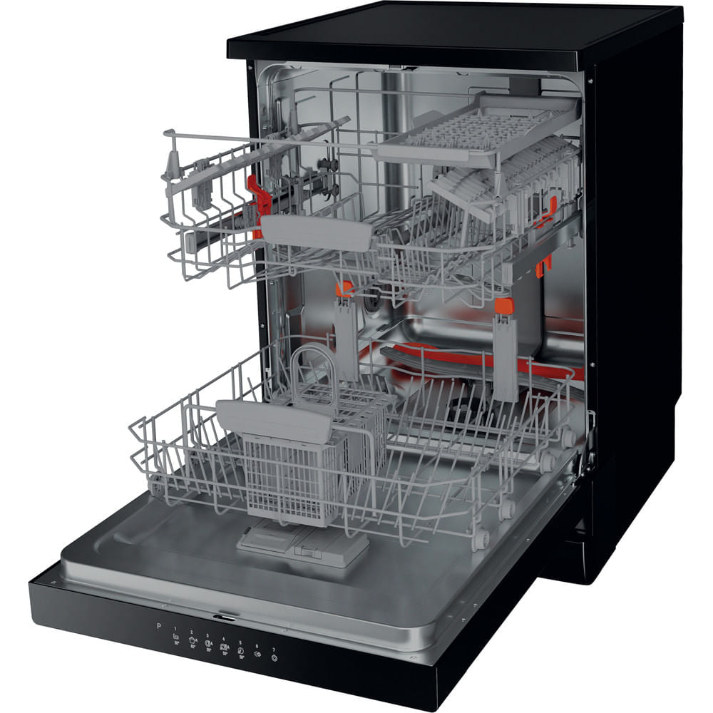 Hotpoint Full Size Freestanding Dishwasher - Black - 14 Place Settings - E Rated - HFC 3C26 WC B UK