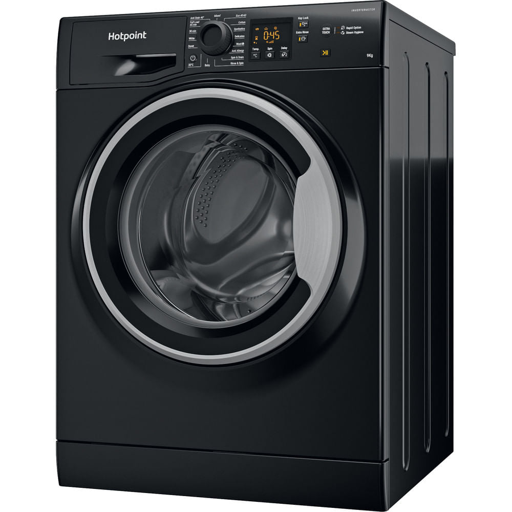 Hotpoint AntiStain40 Washing Machine - Black - 9kg - 1400RPM - B Rated - NSWF 945C BS UK N