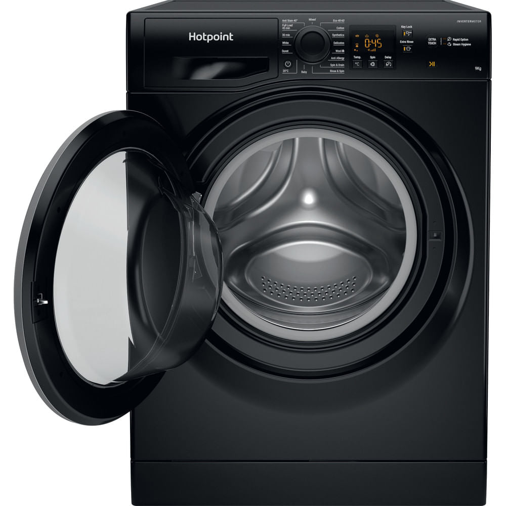 Hotpoint AntiStain40 Washing Machine - Black - 9kg - 1400RPM - B Rated - NSWF 945C BS UK N