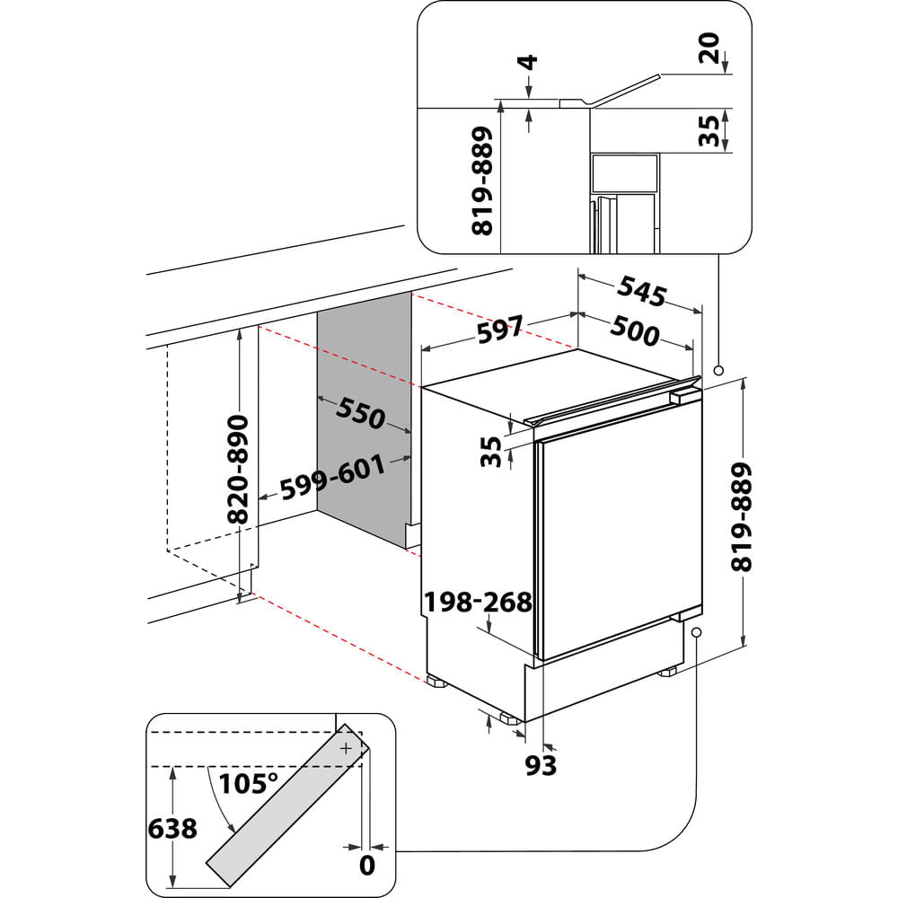 Hotpoint Low Frost HBUF01 1 UK Integrated Undercounter Fridge