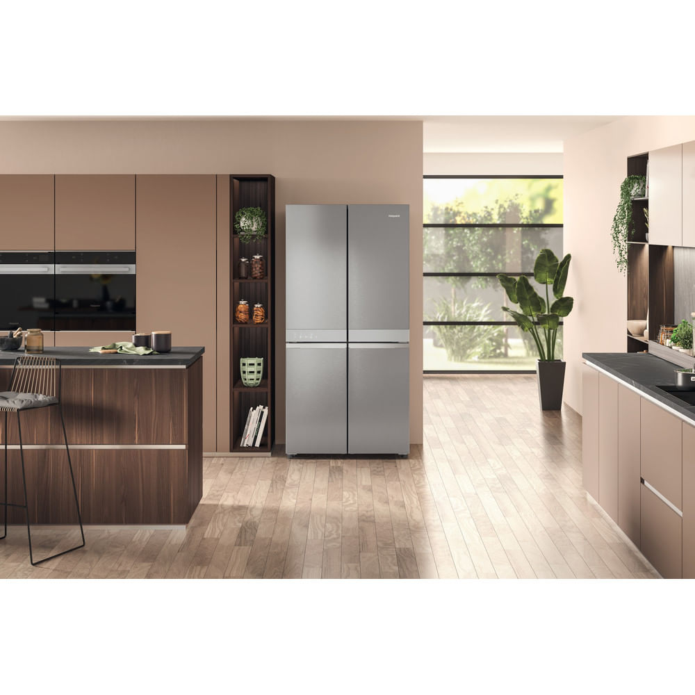 Hotpoint Total No Frost HQ9 B2L UK Side-By-Side Fridge Freezer - Inox