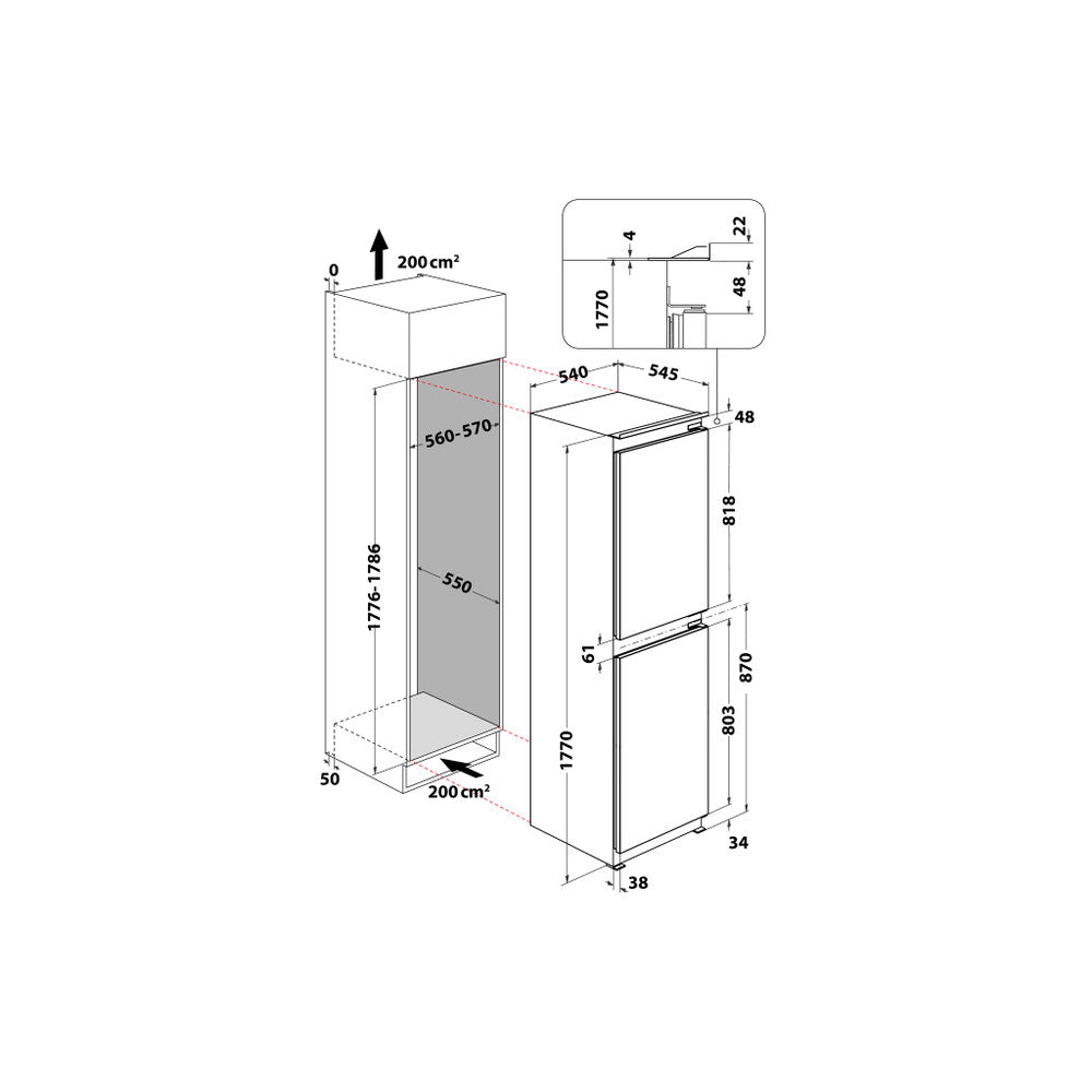 Whirlpool Built-In Fridge Freezer ART 45502