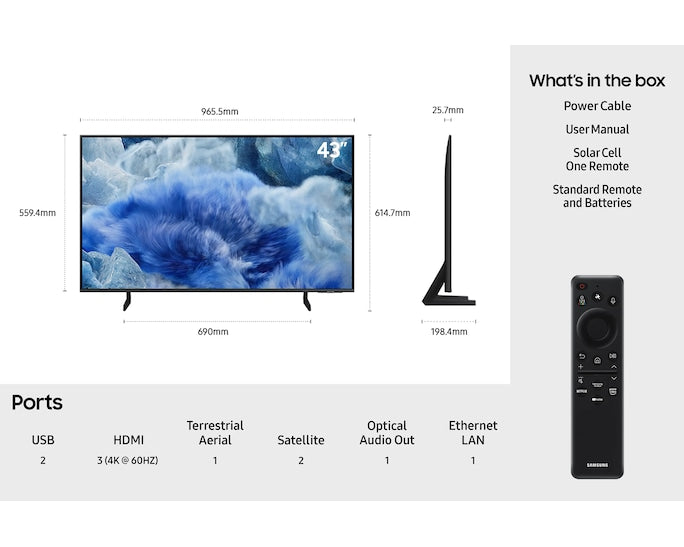 Samsung QE43Q8FAAUXXU 43" QLED Q8F 4K Vision AI Smart TV (2025)