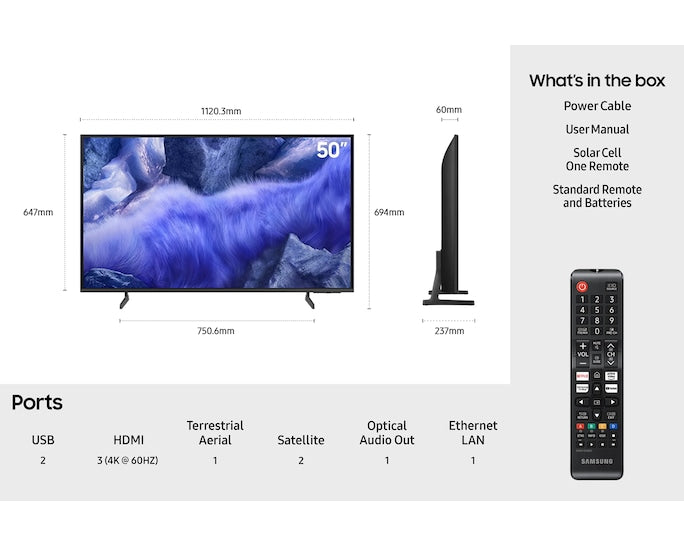 Samsung QE50QEF1AUXXU 50" QLED QEF1 4K Vision AI Smart TV (2025)
