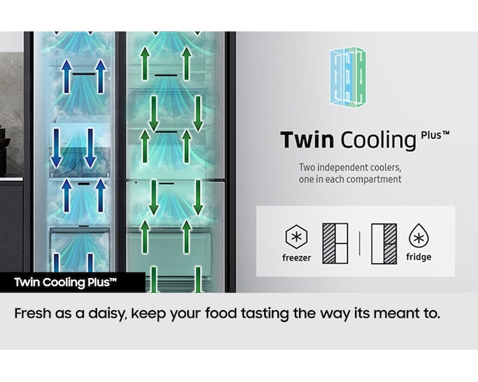Samsung RS70F66KCFEU Bespoke AI Side-By-Side Refrigerator Series 7 SpaceMax 634L