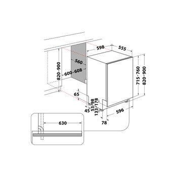 Whirlpool W8I HF58 TU UK Built In 14 Place Setting Dishwasher