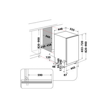 Whirlpool Integrated Dishwasher: in Silver, Slimline - WSIC 3M27 C UK N