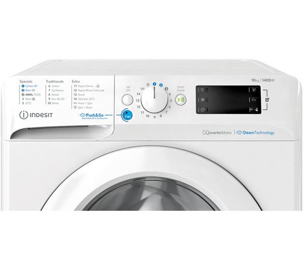 INDESIT Innex Steam Push&Go BWE 101496X WV UK 10 kg 1400 Spin Washing Machine - White