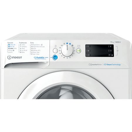 Indesit Push&Go Freestanding Washing Machine - White - 11kg - BWE 111496X WV UK