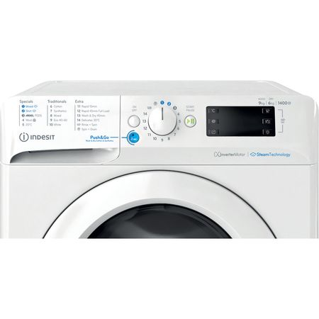 Indesit Push&Go Freestanding Washer Dryer - White - 9kg/6kg - A/D energy rated- 1400 RPM - BDE 96436 WV UK