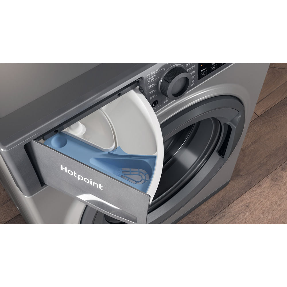 Hotpoint AntiStain40 Washing Machine - Graphite - 7kg - 1400 RPM - D Rated - NSWM 743U GG UK N