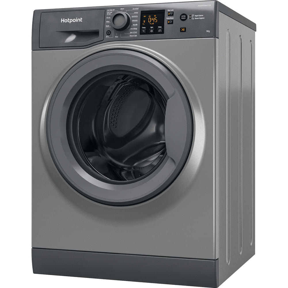 Hotpoint AntiStain40 Washing Machine - Graphite - 9k - 1400RPM - B Rated - NSWR 945C GK UK N