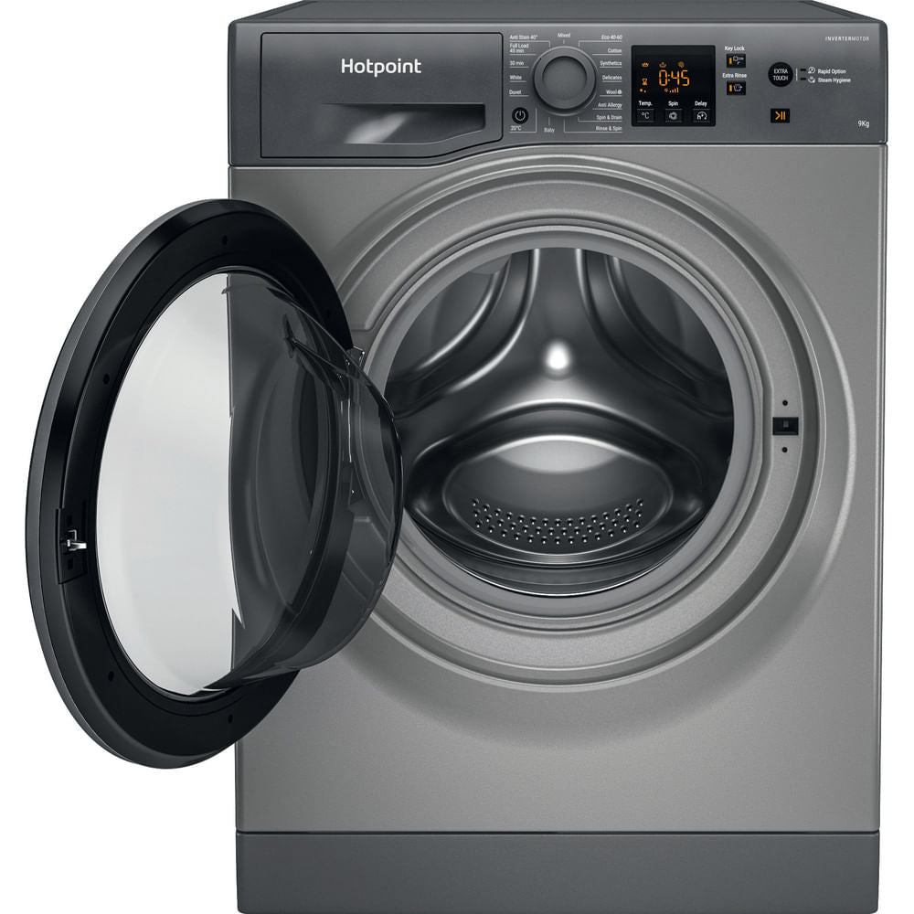 Hotpoint AntiStain40 Washing Machine - Graphite - 9k - 1400RPM - B Rated - NSWR 945C GK UK N