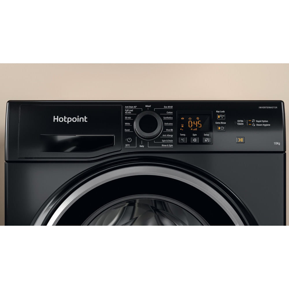 Hotpoint NSWM1045CBSUKN Black 10KG Washing Machine - Freestanding