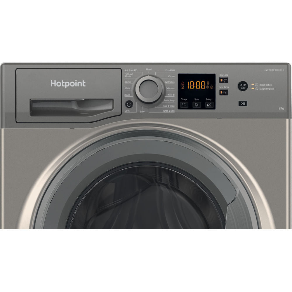 Hotpoint NSWM845CGGUKN Graphite 8kg Freestanding Washing Machine