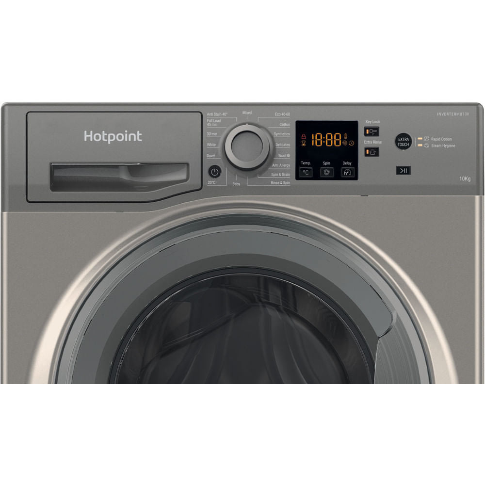 Hotpoint AntiStain40 Washing Machine - Graphite - 10kg - 1400RPM - B Rated - NSWM1045CGGUKN