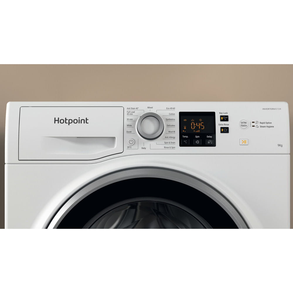 Hotpoint AntiStain40 Washing Machine - White - 9kg - 1600RPM - B Rated - NSWE965CWSUKN