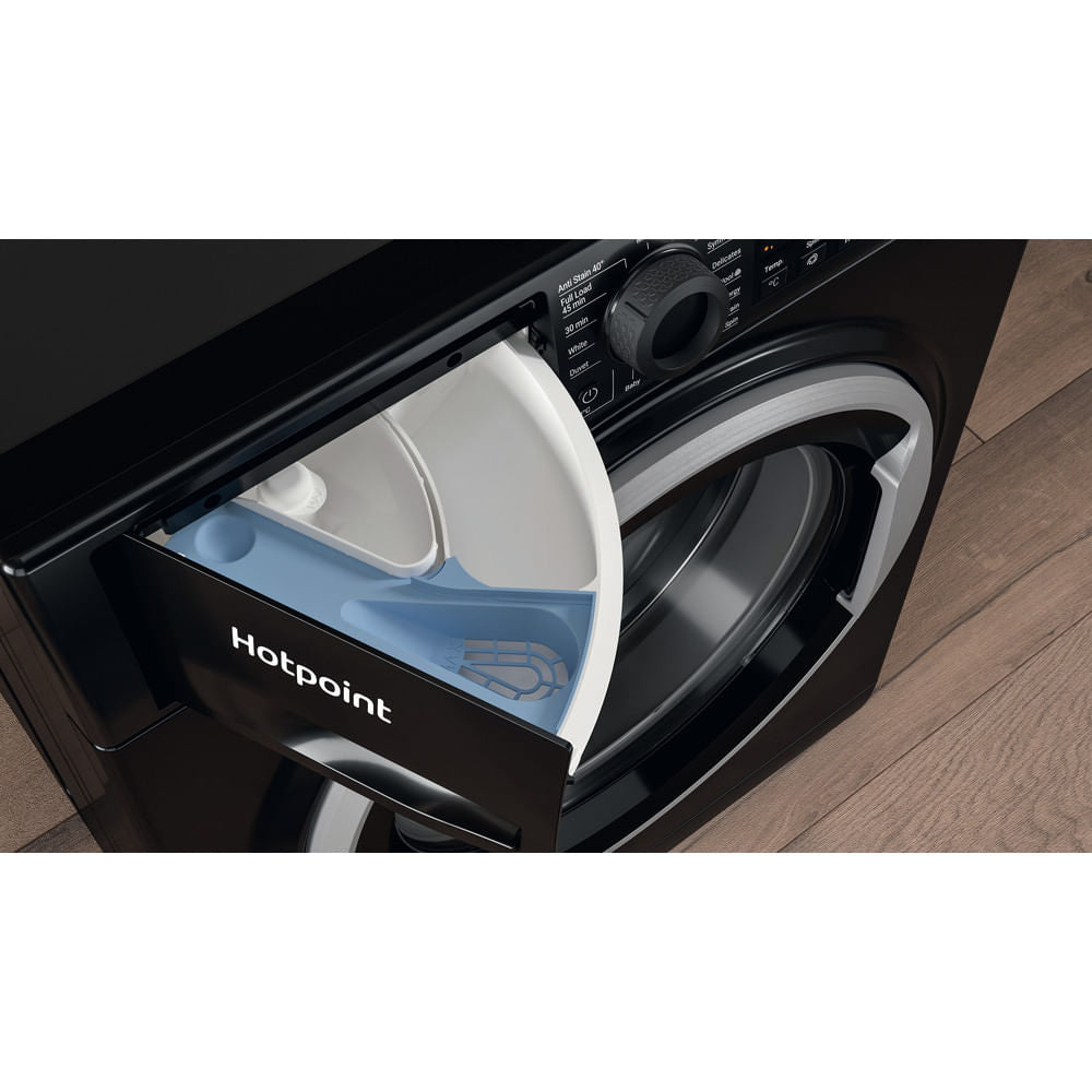 Hotpoint AntiStain40 Washing Machine - Black - 8kg - 1600 RPM - C Rated - NSWM 864C BS UK N