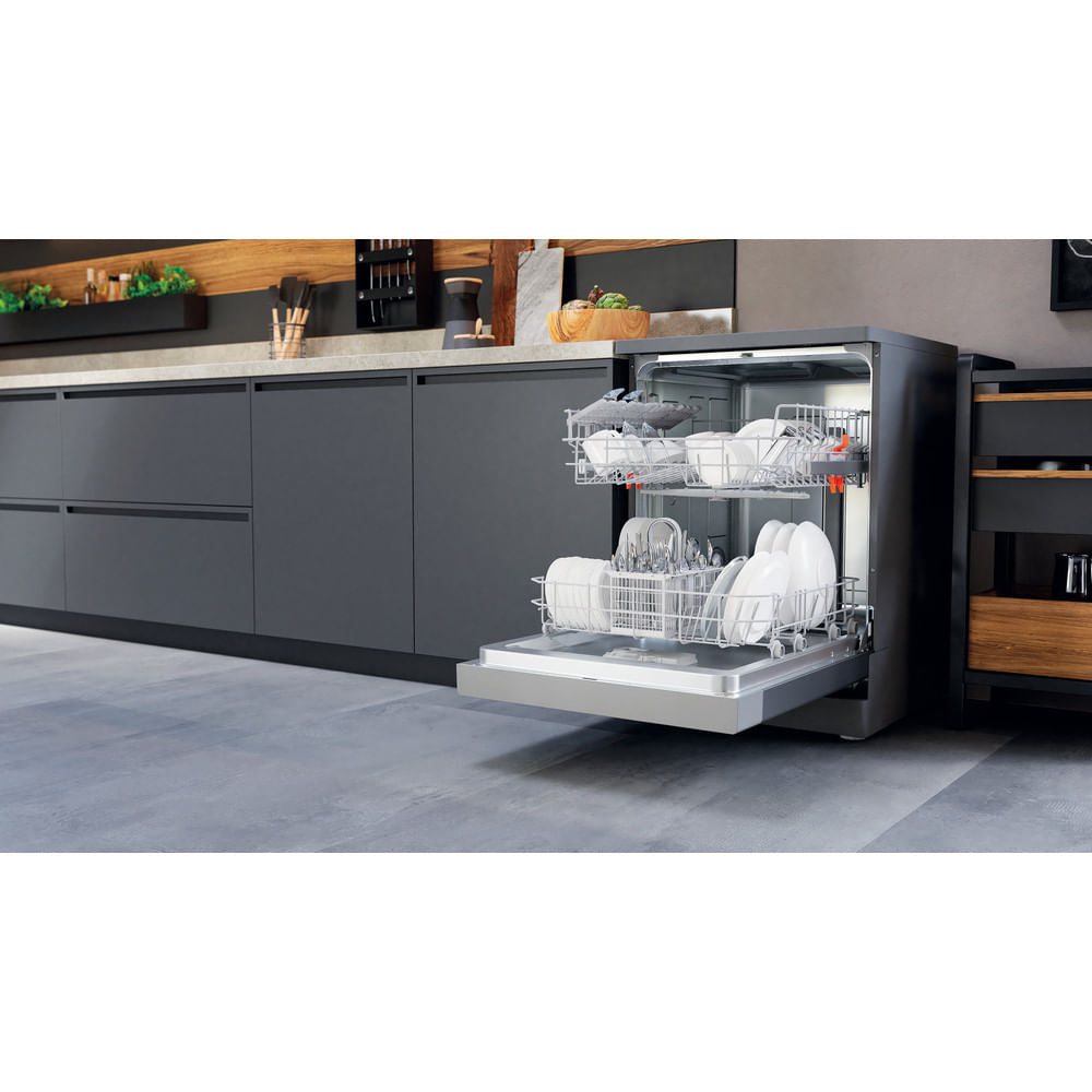 Hotpoint Full Size Freestanding Dishwasher - Inox - 14 Place Settings - E rated - H2F HL626 X UK