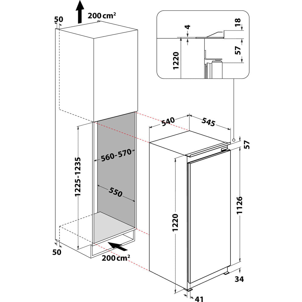 Hotpoint Low Frost Integrated Tall Fridge - Stainless Steel - 11 Shopping Bags - E Rated - HSZ 12 A2D.UK 2