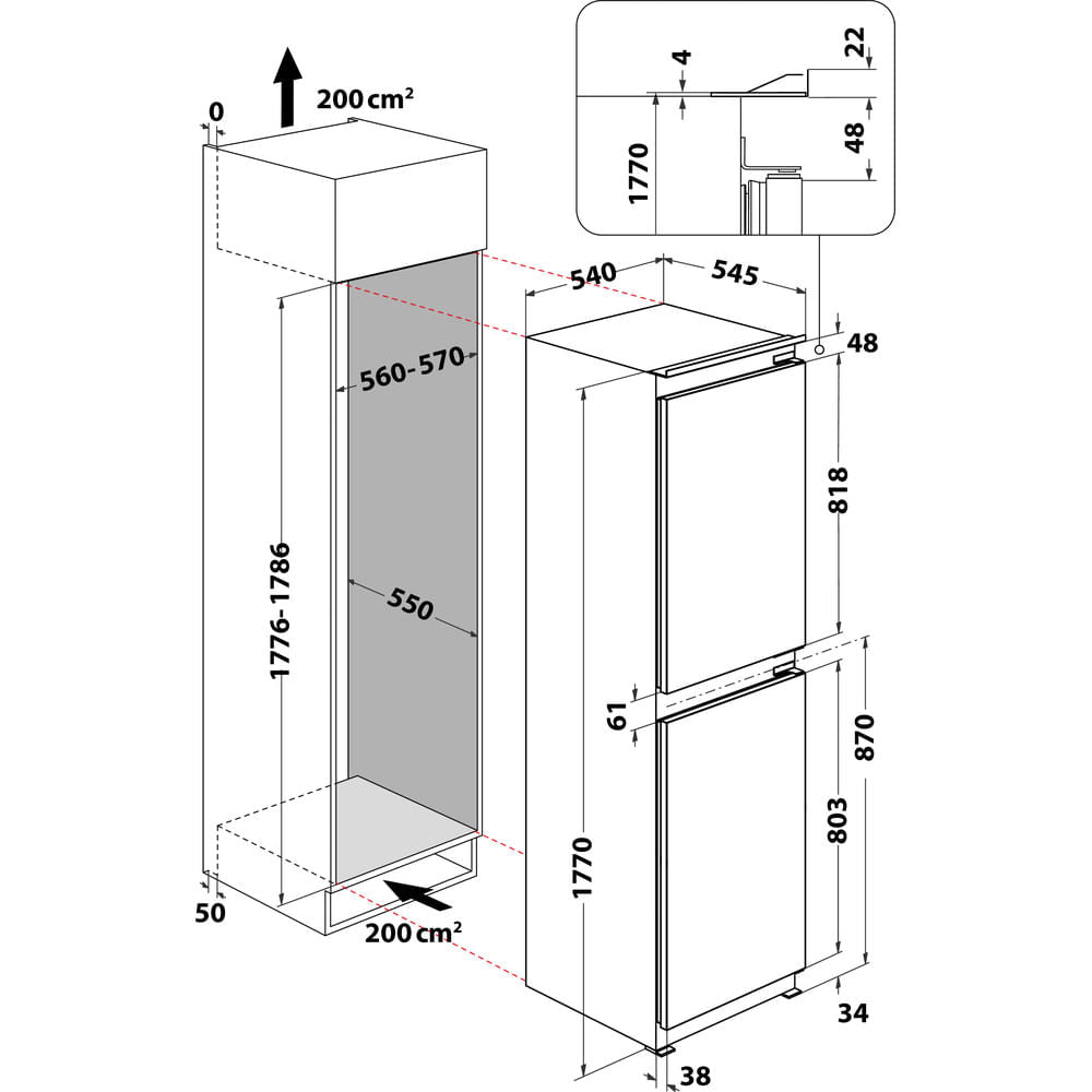 Hotpoint Low Frost HMCB 50502 UK Integrated Fridge Freezer