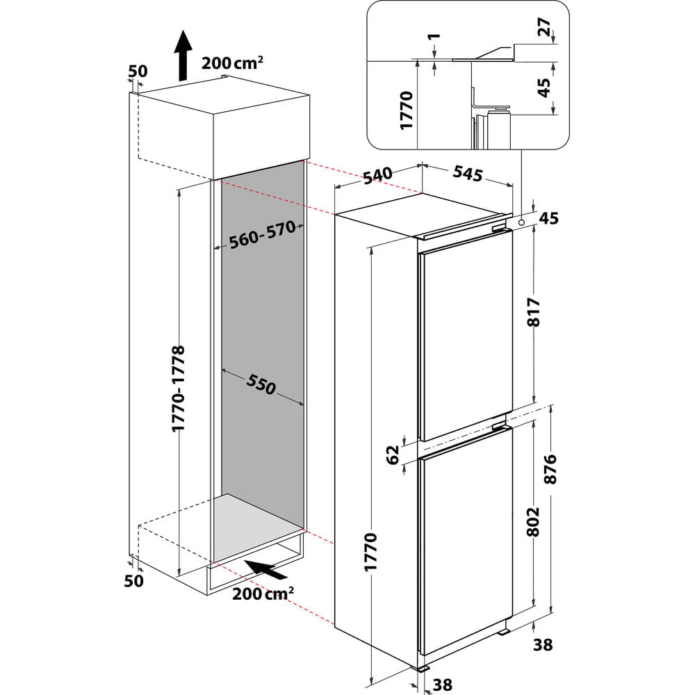 Hotpoint Frost Free HBC18 5050 F2 Integrated Fridge Freezer