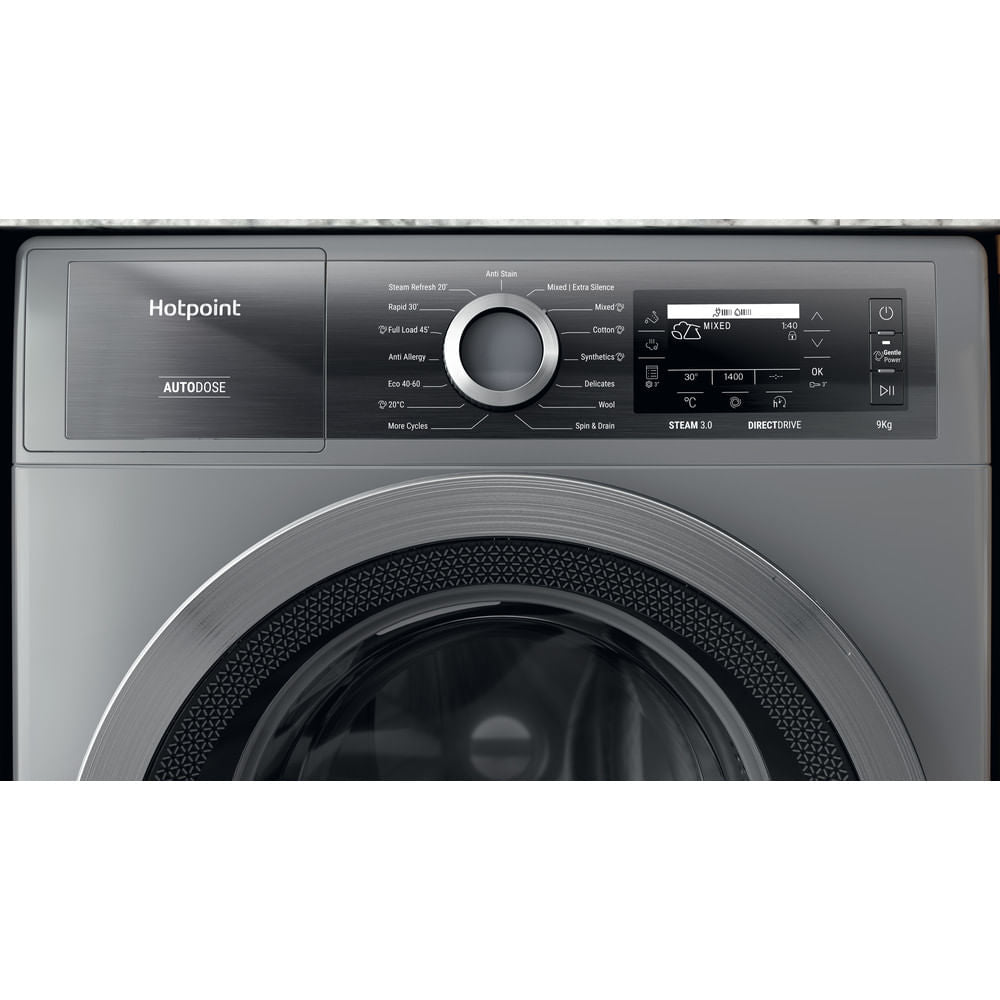 Hotpoint GentlePower Washing Machine - Silver - 9kg - 1400rpm - A-30% - H8 99ADS GPOWER UK