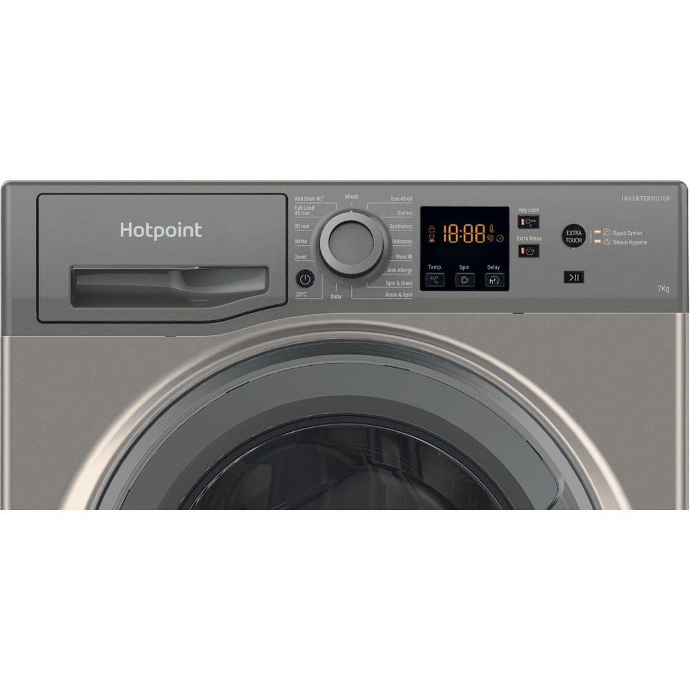 Hotpoint Anti-stain Washing Machine - Graphite - 7kg - 1400rpm - A Rated - NSWM 7469 GG UK