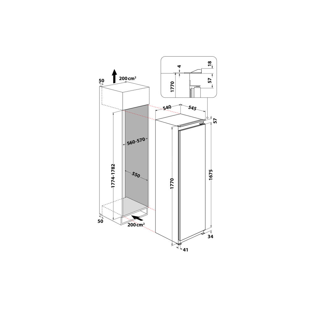 Whirlpool integrated fridge: white color - ARG 1808322