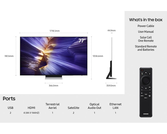 Samsung QE77S90FAEXXU 77" OLED S90F 4K Vision AI Smart TV (2025)