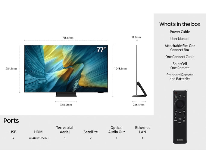 Samsung QE77S95FATXXU 77" OLED S95F  4K  Vision AI Smart TV (2025)