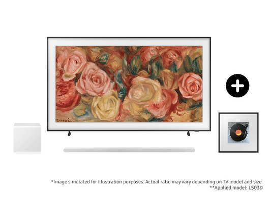 Samsung QE75LS03DAUXXU 2024 75" The Frame QLED 4K TV with S801D Ultra Slim Soundbar and Music Frame Wireless Smart Speaker