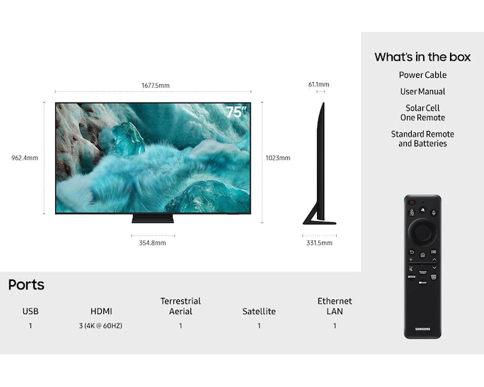 Samsung QE75Q7F5AUXXU 75" QLED Q7F5 4K Vision AI Smart TV (2025)