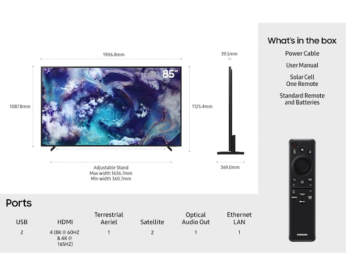 Samsung QE85QN900FTXXU 85" Neo QLED QN900F 8K Vision AI Smart TV (2025)