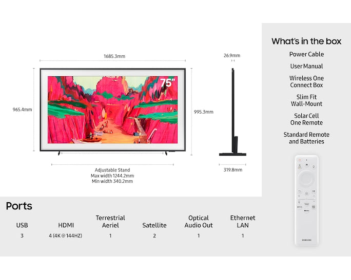 Samsung QE75LS03FWUXXU 75" The Frame Pro Neo QLED 4K Vision AI Smart TV (2025)