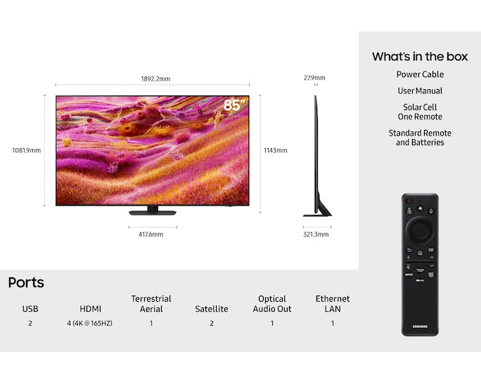 Samsung QE85QN93FATXXU 85" Neo QLED QN93F 4K Vision AI Smart TV (2025)