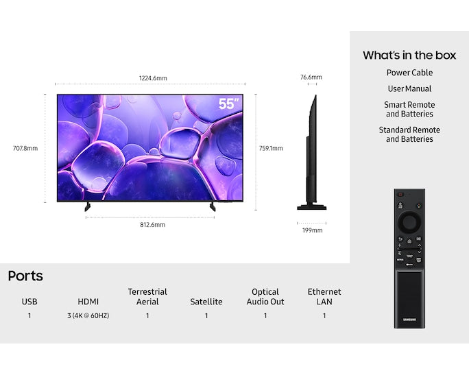 Samsung UE55U8020FKXXU 55" Crystal UHD U8020F 4K Smart TV (2025)